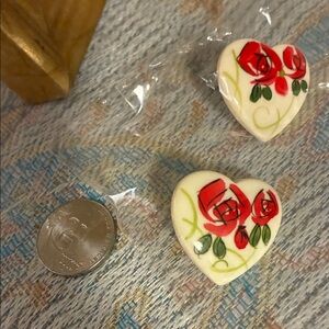 Vintage Heart-Shaped Rose Earrings